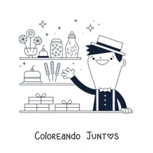 Imagen para colorear de  un vendedor de paletas y golosinas