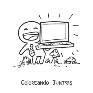 Imagen para colorear de hombre con ordenador portátil