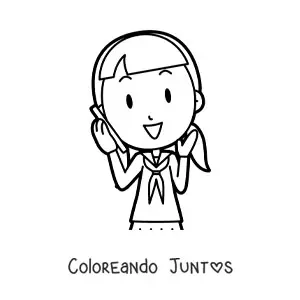 Imagen para colorear de chica kawaii haciendo una llamada telefónica