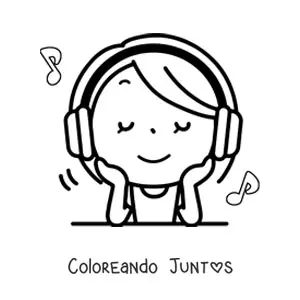 Imagen para colorear de chica escuchando música