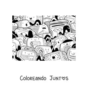 Imagen para colorear de radios animadas kawaii