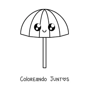 Imagen para colorear de sombrilla kawaii grande