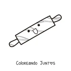 Imagen para colorear de rodillo kawaii fácil