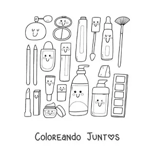 Imagen para colorear de maquillaje kawaii