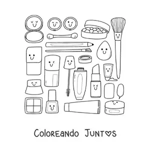 Imagen para colorear de cosas de maquillaje animadas