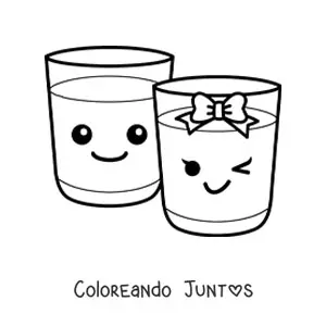 Imagen para colorear de vasos kawaii llenos