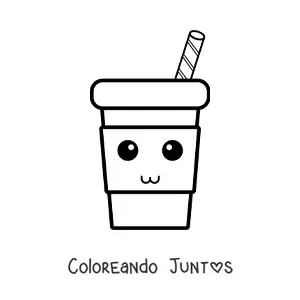 Imagen para colorear de vaso plástico animado