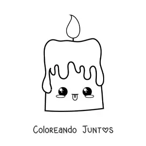 Imagen para colorear de vela kawaii encendida