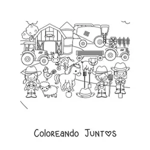Imagen para colorear de granja kawaii