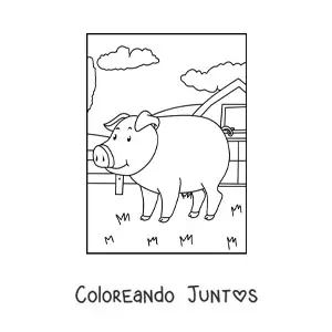 Imagen para colorear de cerdo en la granja