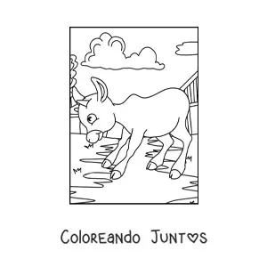 Imagen para colorear de becerro animado en la granja