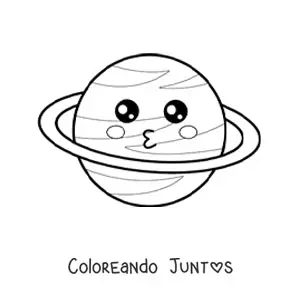 Imagen para colorear de planeta kawaii grande animado
