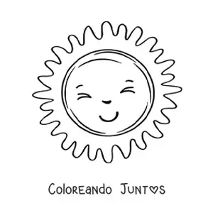 Imagen para colorear de Sol kawaii grande animado sonriendo