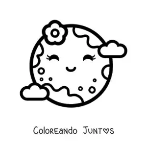 Imagen para colorear de la madre Tierra kawaii
