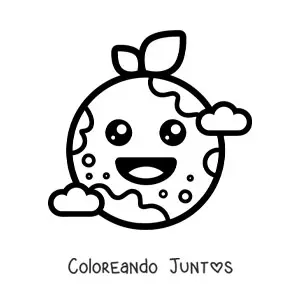 Imagen para colorear de planeta Tierra kawaii
