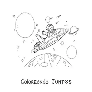 Imagen para colorear de viaje espacial entre planetas