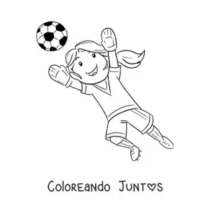 Imagen para colorear de niña portera