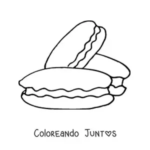 Imagen para colorear de tres galletas rellenas