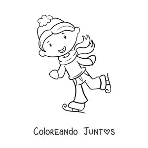 Imagen para colorear de niño patinando sobre hielo