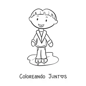 Imagen para colorear de niño patinando sobre hielo fácil