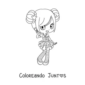 Imagen para colorear de chica fashion kawaii chibi con falda bonita