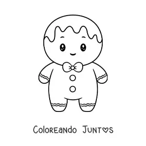 Imagen para colorear de un hombre de jengibre kawaii
