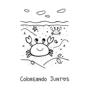Imagen para colorear de cangrejos en la orilla de la playa