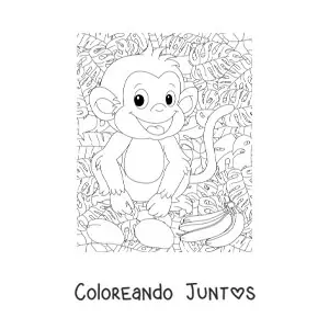 Imagen para colorear de mono salvaje animado