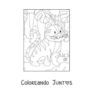 Imagen para colorear de tigre salvaje animado