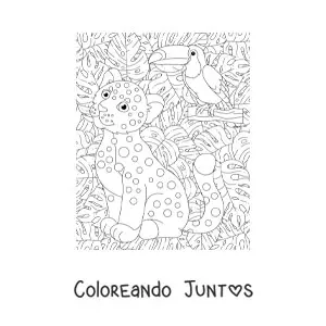 Imagen para colorear de cachorro de leopardo en la selva