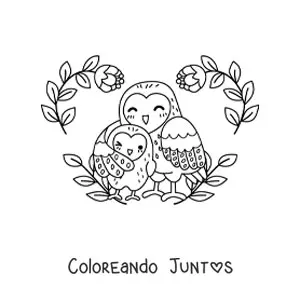 Imagen para colorear de mamá lechuza con su cría