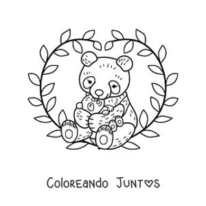 Imagen para colorear de mamá panda con su cría