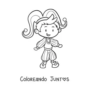 Imagen para colorear de niño con disfraz de Carnaval