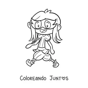 Imagen para colorear de niña con máscara desfilando en Carnaval