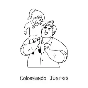 Imagen para colorear de papá cargando a su hija