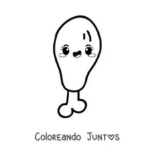 Imagen para colorear de pollo frito kawaii animado