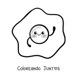 Imagen para colorear de huevo frito kawaii animado fácil