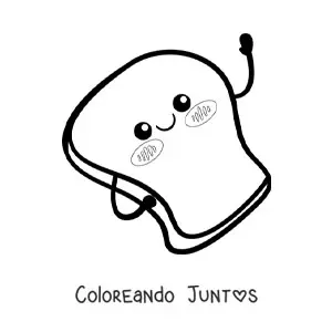 Imagen para colorear de tostada kawaii animada