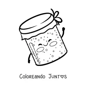 Imagen para colorear de frasco de mermelada kawaii animada grande