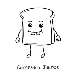 Imagen para colorear de tostada kawaii animada fácil