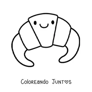 Imagen para colorear de croissant kawaii animado grande