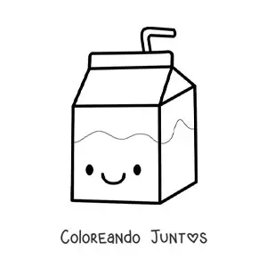 Imagen para colorear de cartón de leche kawaii animado grande