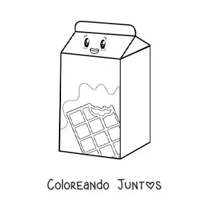 Imagen para colorear de leche con chocolate kawaii animada