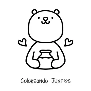 Imagen para colorear de oso tierno con frasco de miel