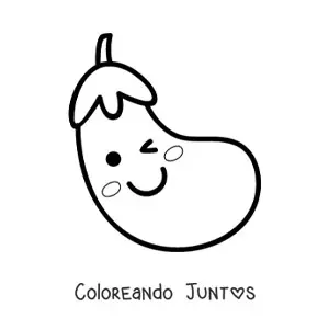 Imagen para colorear de berenjena saludable kawaii animada grande