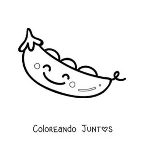 Imagen para colorear de chícharos kawaii animados grandes