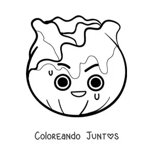 Imagen para colorear de lechuga kawaii animada enojada