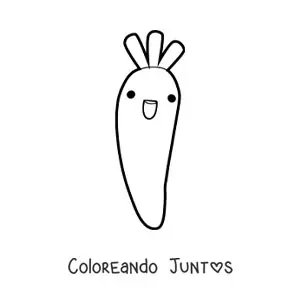 Imagen para colorear de zanahoria saludable kawaii animada grande