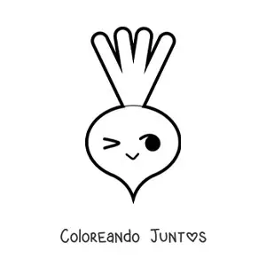 Imagen para colorear de rábano kawaii animado grande
