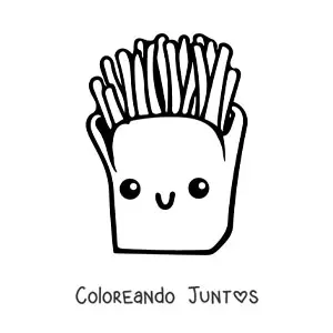 Imagen para colorear de papas fritas kawaii